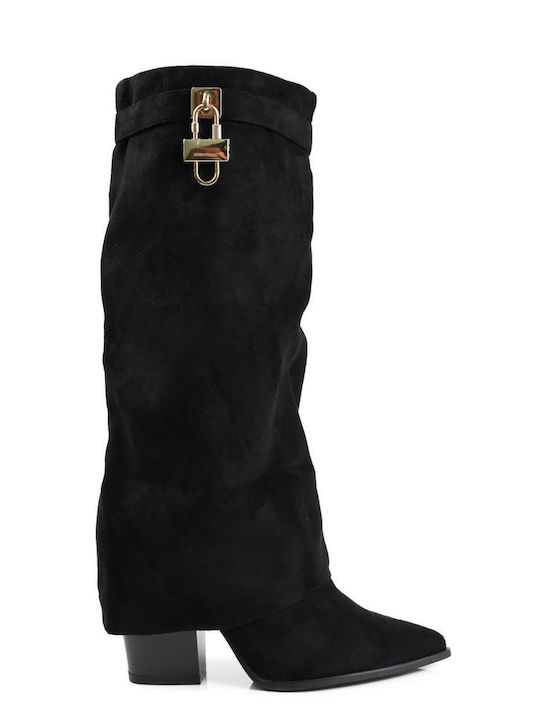 Black Western Suede Texture Boots