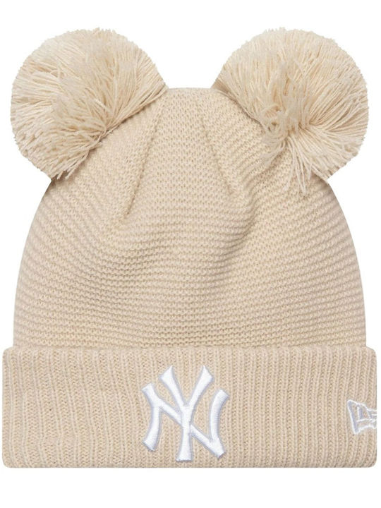 New Era Yankees Beanie Γυναικείος Σκούφος Πλεκτός σε Μπεζ χρώμα