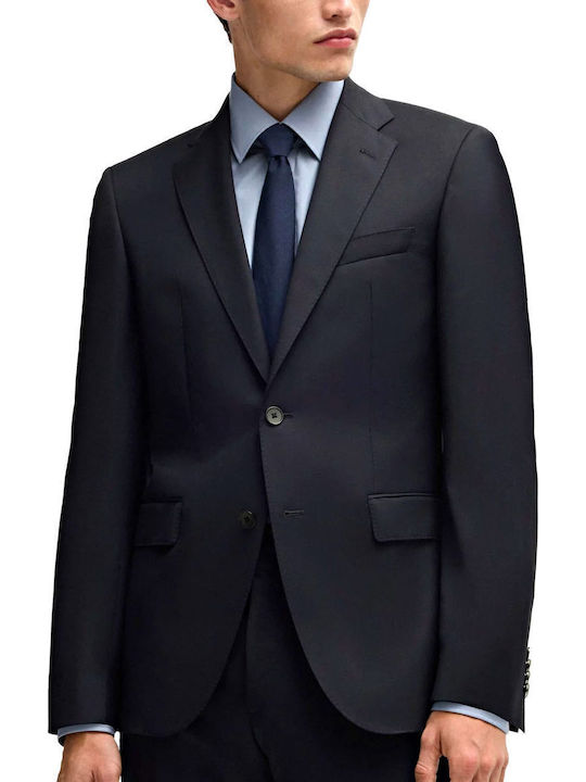 Boss Ανδρικό Σακάκι με Κανονική Εφαρμογή Μπλε
