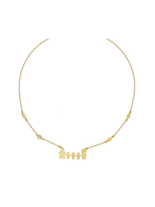 Excite-Fashion Necklace Family from Gold Plated Silver with Zircon