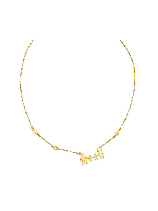 Excite-Fashion Necklace Family from Gold Plated Silver with Zircon