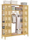 HomCom Floor Garment Rack made of Bamboo Brown 145x35x165cm