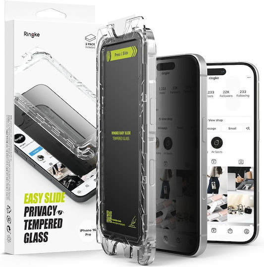 Ringke Privacy Tempered Glass 2τμχ (iPhone 17 / 17 Pro / 16 Pro)