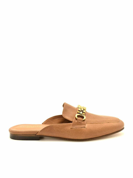 Chaniotakis Leather Mules Tabac Brown 257-TAN