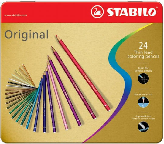 Stabilo Original Metal Set de creioane colorate Acuarelă în cutie 24buc Pachet de 1 ambalaje