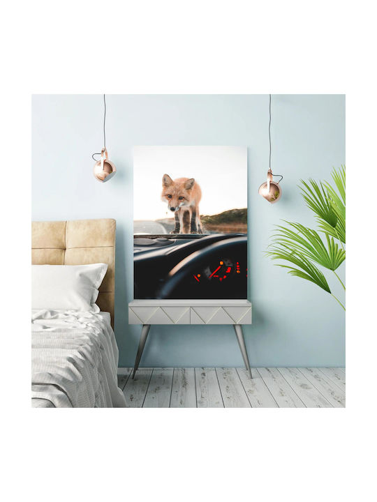 Gemälde Fuchs auf dem Armaturenbrett 60x90