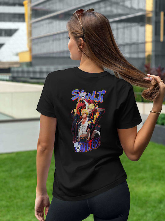 Sanji From T-shirt One Piece Μαύρο Βαμβακερό
