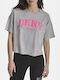 Logo Women's Blouse Cotton Short Sleeve Gray