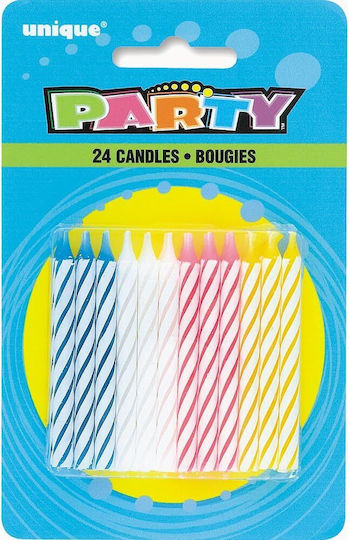 Κεριά Πολύχρωμα Multicolor Spiral Birthday Candles 24 Τμχ