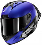 Shark Aeron GP Blank SP Carbon/blue Κράνος Μηχανής Full Face ECE 22.06 1410gr με Pinlock L