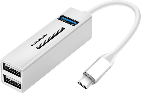5-in-1 Usb-c Hub 3x Usb Ports Sd Microsd Card Reader Silver