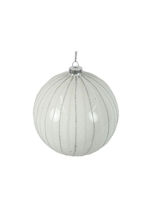 Glass Ball White Stripes D8cm