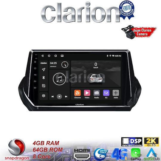 Clarion Auto-Audiosystem Für Peugeot 208 / 2008 2012 (Bluetooth/USB/Eingebautes Wi-Fi / GPS / Apple CarPlay / Android Auto) Mit 9 Zoll Touchscreen