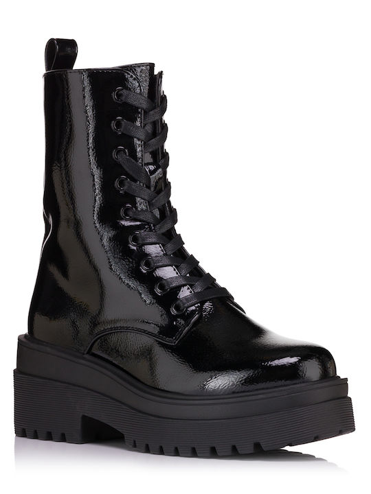 Stiefeletten Damen aus Lackleder Schwarz