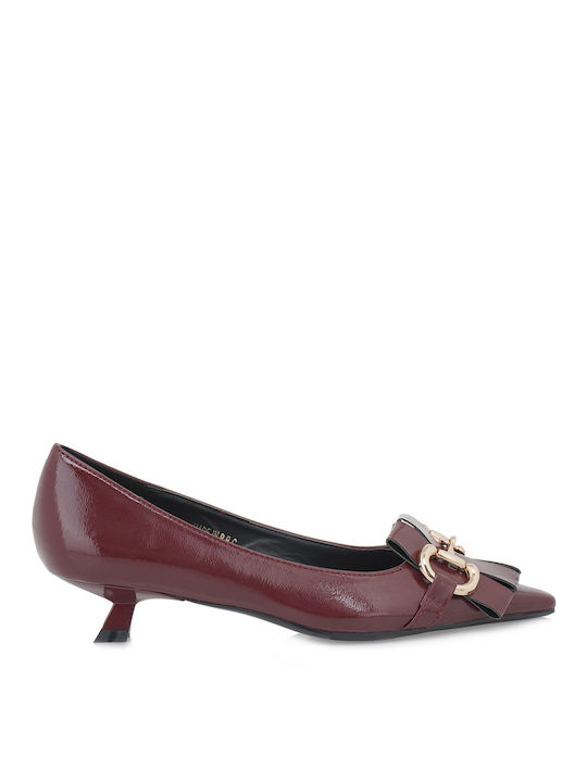 Exe Synthetic Leather Burgundy Low Heels