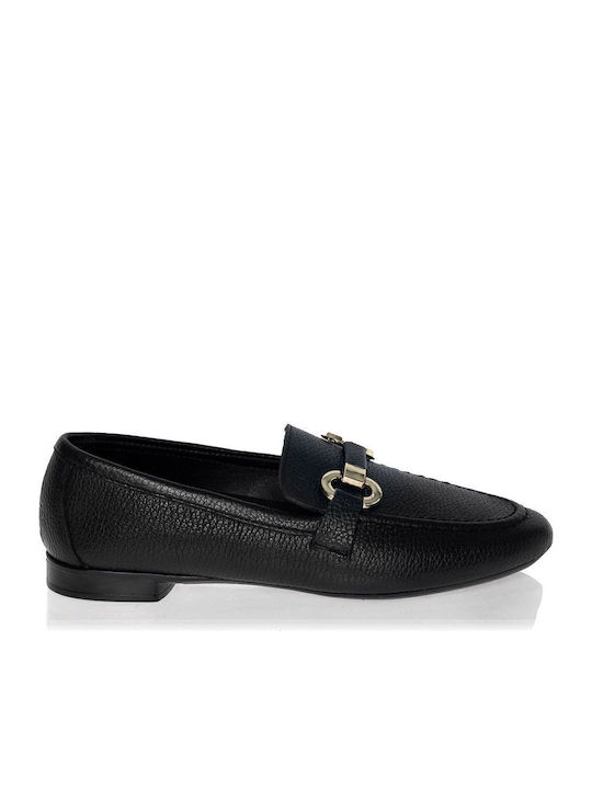 Leather Women's Moccasins in Black Color