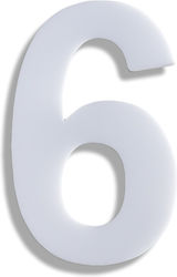 Стикер за номер на къща ''No6'' 73 X 50 мм бяла матова пластмаса Darvin