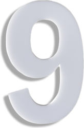 Hausnummer Aufkleber "Nr. 9" 73 x 50 mm Weiß Ma...