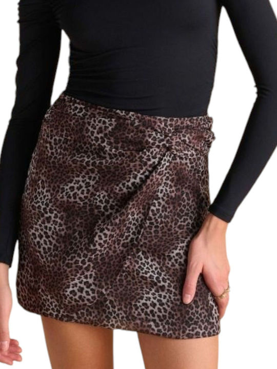 Attrattivo High Waist Mini Envelope Skirt Leopard Multicolor