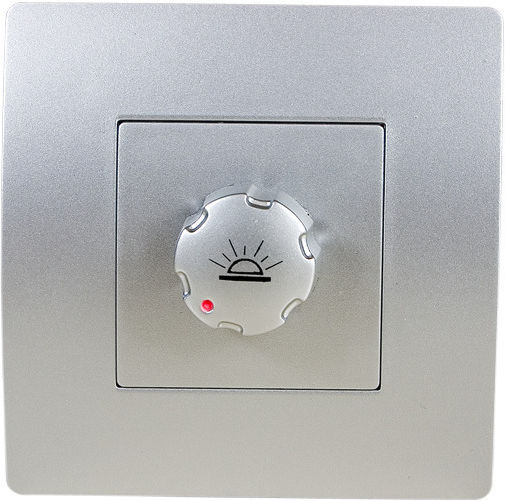 Elmark Basic Χωνευτός Διακόπτης Dimmer με Πλαίσιο Κλασικός Περιστροφικός 400W σε Ασημί Χρώμα