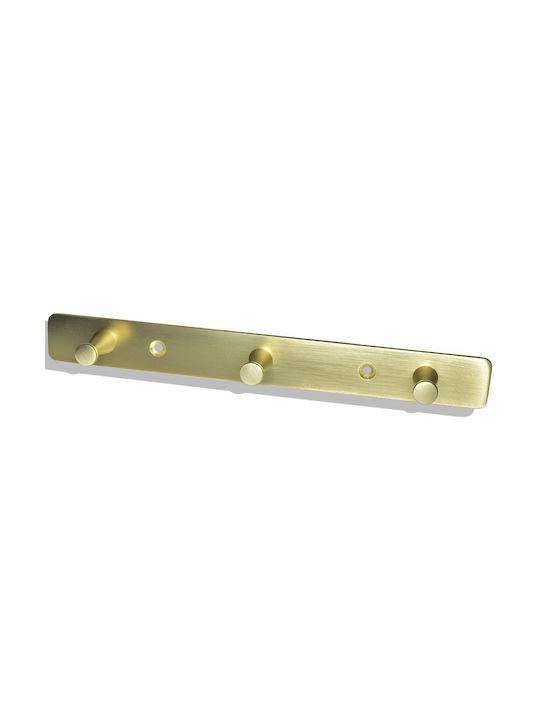 Gold Metal Wall Hanger with 3 Positions 22cmx2.5cmx2cm No 300-3 Haus Benchmark---kpe.202