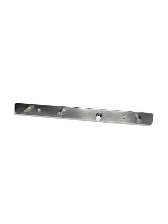 Inox Metal Wall Hanger 4 Positions 30cm.x2.5cm.x2cm. No 300-4 Haus Benchmark Kpe.200