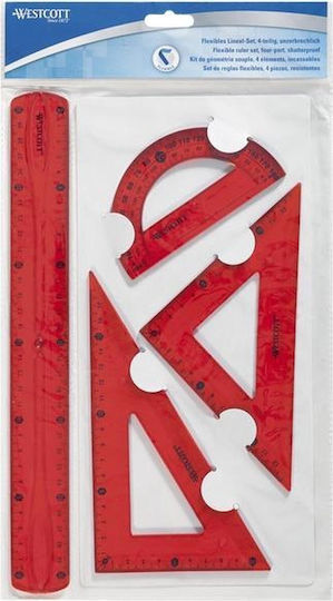 Westcott Geometric Tools Set Flexible Red 30cm E-10302