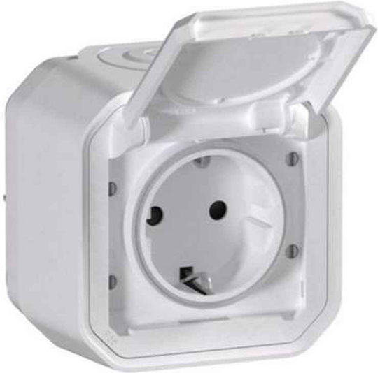 Legrand Plexo Μονή Εξωτερική Πρίζα Ρεύματος Στεγανή με Καπάκι Λευκή