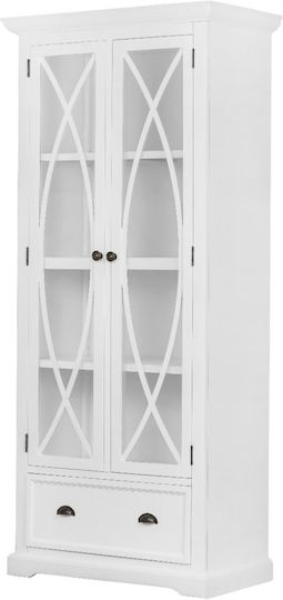 Artekko Credenzas Βιτρίνα Μπουφές Ξύλο Ακακίας Mdf Λευκό Ξύλο