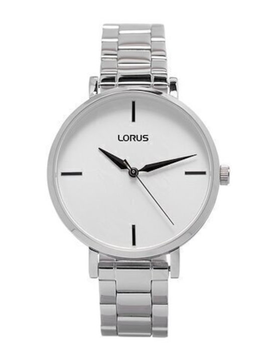 Lorus Γυναικείο Ρολόι 34mm Μπαταρίας με Ασημί Μεταλλικό Μπρασελέ