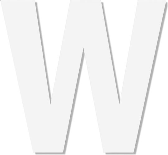 Letter "w" White Sticker 120mm Plastic Darvin One Two Three Done