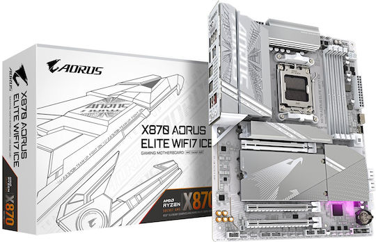 Gigabyte X870 Aorus Elite WIFI7 ICE Motherboard ATX with AMD AM5 Socket