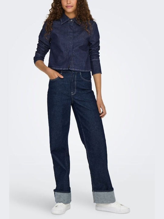 Only High Waist Women's Jean Trousers Flared in Regular Fit Dark