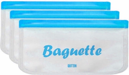 Set aus wiederverwendbaren Sandwichbeuteln 3 Stück Blau Kunststoff 30 x 15