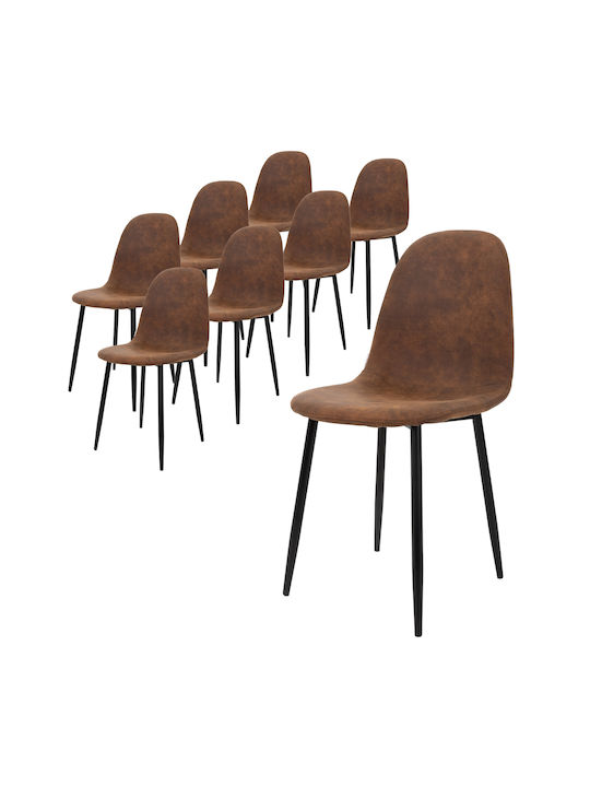 Dining Room Artificial Leather Chair Brown 8pcs