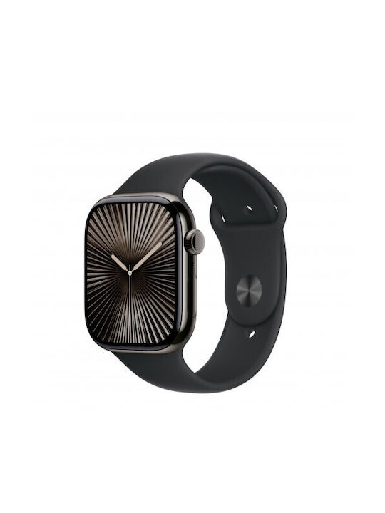Curea din silicon Thd compatibilă cu Apple Watch 46 mm seria 10 Apple Watch SE 44 mm M L negru