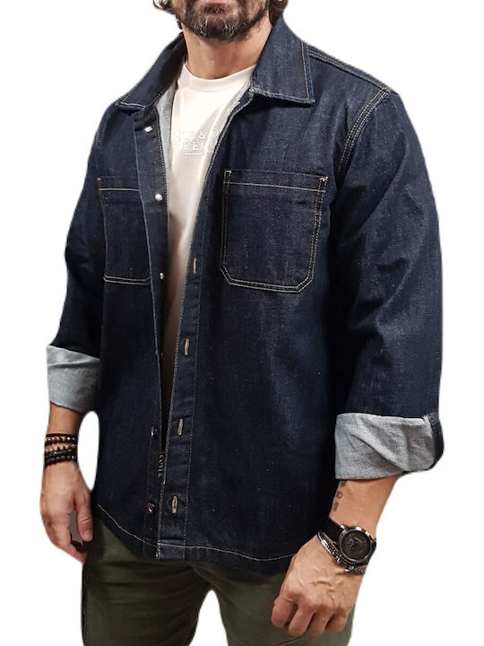 Μακρυμάνικo Τζιν Overshirt σε Κανονική Γραμμή Μπλε