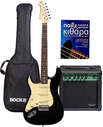 Stagg Ses-30 Set Elektrische Gitarre für Linkshänder Einfacher Schnitt Schwarz mit Tasche