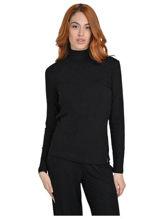 Women's Blouse Long Sleeve Turtleneck Black