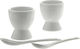 Set 2 Orion Egg Holders Spoons Ceramic White