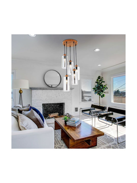 Vivalux Amira Pendant Light Black for 5 Bulbs E27 25x150cm