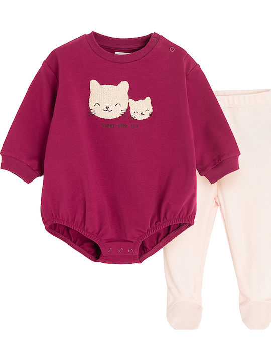 Cool Club Set Body pentru Bebeluși Mânecă lungă cu Pantaloni Violet 2buc