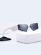 Men's Sunglasses with White Plastic Frame and Transparent Mirror Lens G-14