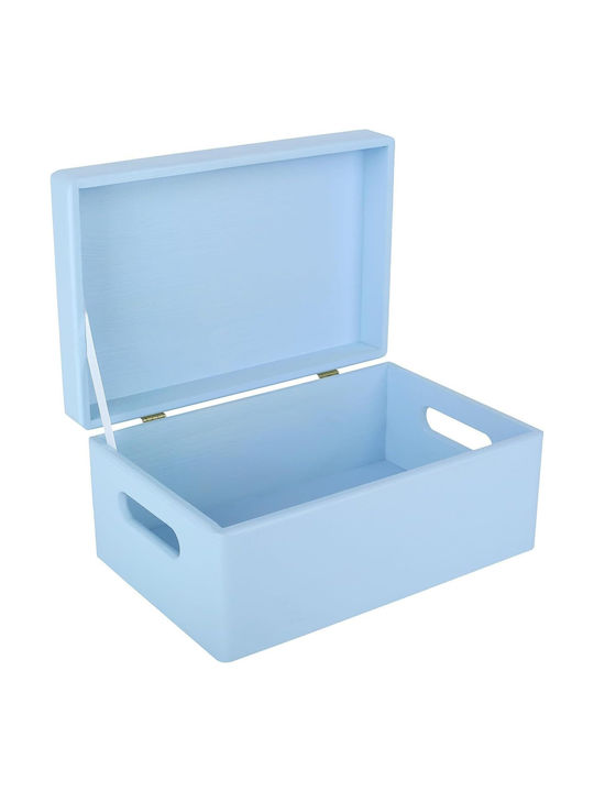 Creative Deco Blue Large Wooden Storage Box 30 X 20 X 14 Cm + 1 Cm Handles Lid Decorative Chest Perfect Documents Keepsakes Toys Tools