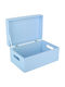 Creative Deco Blue Large Wooden Storage Box 30 X 20 X 14 Cm + 1 Cm Handles Lid Decorative Chest Perfect Documents Keepsakes Toys Tools