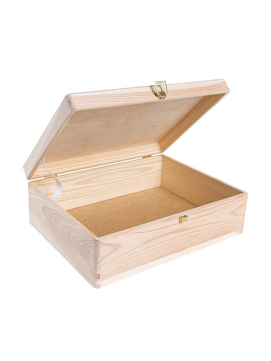 Cutie Mare din Lemn Creative Deco XL cu Capac și Încuietoare 40 x 30 x 14 cm + 1 cm Fără Mânere Cufăr din Lemn Documente Jucării Unelte Neșlefuit Neterminat