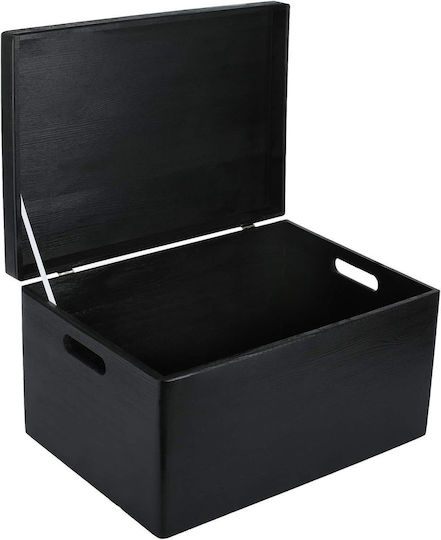 Creative Deco XXL Schwarze Große Holz-Aufbewahrungsbox 40 x 30 x 24 cm + 1 cm Griffe Deckel Dekorative Truhe Perfekt für Dokumente Andenken Spielzeug Werkzeuge