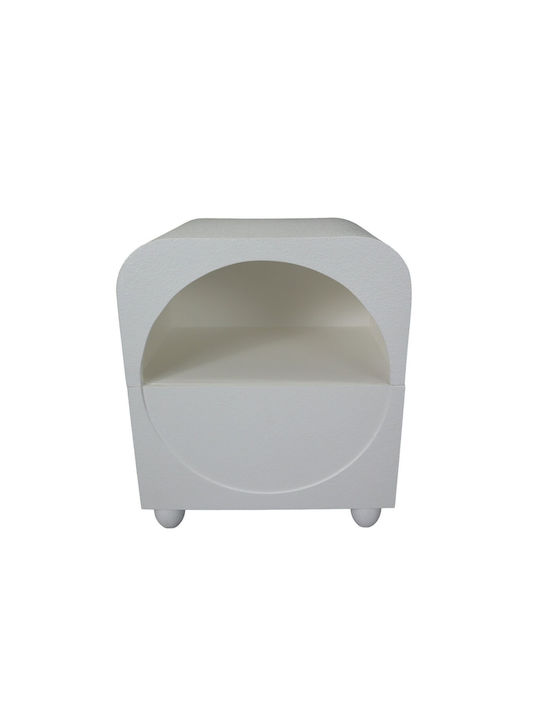 Round Side Table Wooden White L40xW48xH30cm