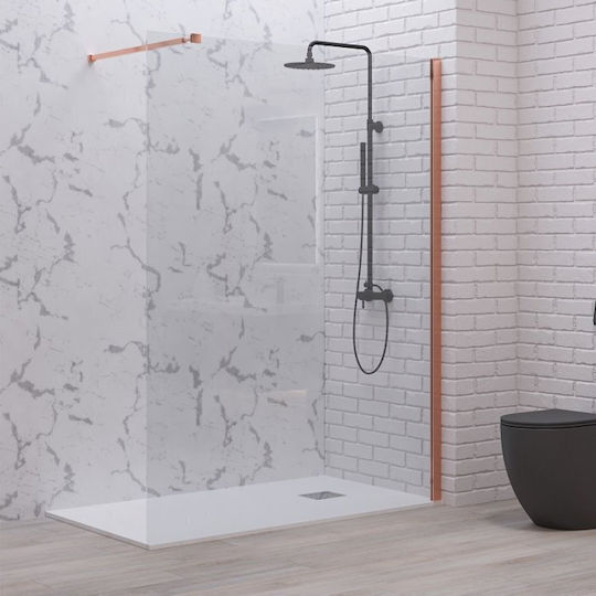 Karag Walkin 1 Ροζ Διαχωριστικό Ντουζιέρας 50x200cm Clear Glass Oro
