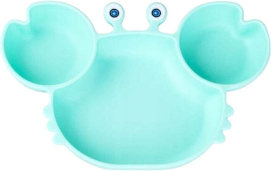 Queen Mother Baby Food Plate Crab made of Silicone Turquoise